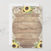 Invitation Rustic Lights,Tiara,Lace Sunflowers Quinceañera (Devant)