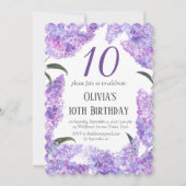 Invitation Rustic Lilac 10e anniversaire Fleur sauvage Annive (Devant)