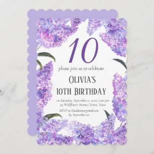 Invitation Rustic Lilac 10e anniversaire Fleur sauvage Annive