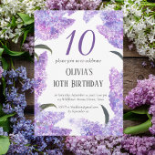 Invitation Rustic Lilac 10e anniversaire Fleur sauvage Annive