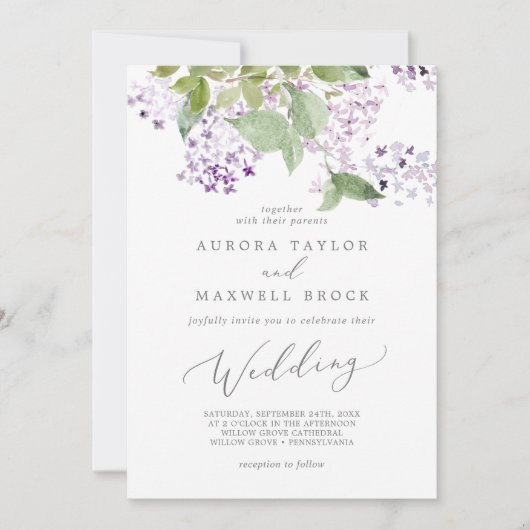 Invitation Rustic Lilac Mariage