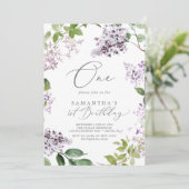 Invitation Rustic Lilac Première fête d'anniversaire (Debout devant)