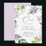 Invitation Rustic Lilac Première fête d'anniversaire<br><div class="desc">Cette invitation rustique au premier anniversaire de lilas est parfaite pour une fête d'anniversaire de printemps ou d'été. Le design floral romantique et élégant présente des fleurs sauvages lilas violets d'aquarelle aux allures de jardin boho.</div>