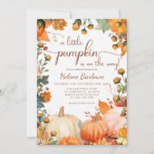 Invitation Rustic Little Citrouille Baby shower d'automne (Devant)
