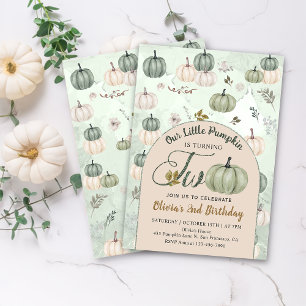 Invitation Rustic Little Citrouille Fall Green 2e anniversair