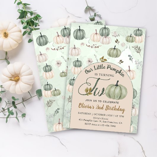 Invitation Rustic Little Citrouille Fall Green 2e anniversair