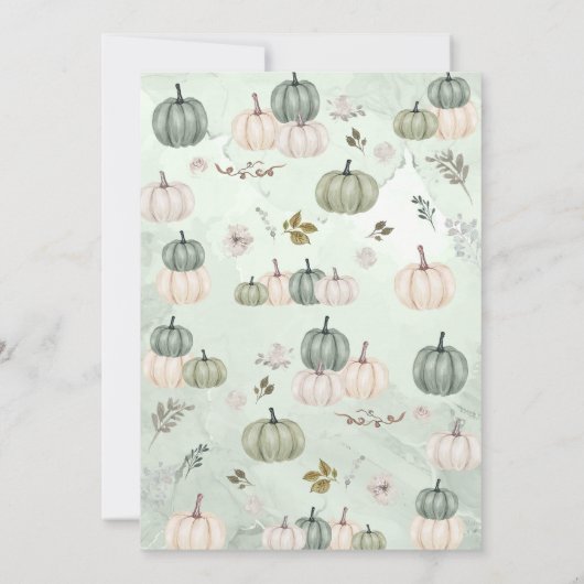 Invitation Rustic Little Citrouille Fall Green Anniversaire P (Dos)