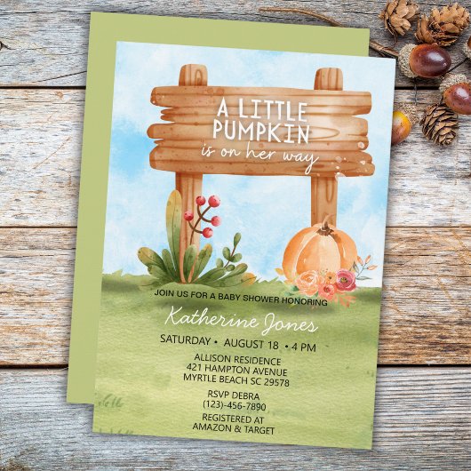 Invitation Rustic Little Citrouille On the Way Baby shower