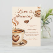 Invitation Rustic Love brasse une Fête des mariées de café (Debout devant)