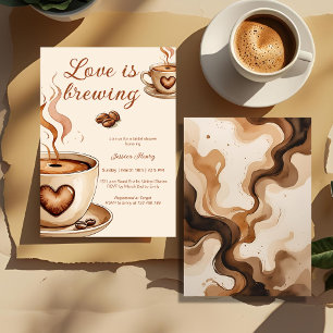 Invitation Rustic Love brasse une Fête des mariées de café