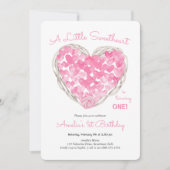Invitation Rustic Love Heart Petite Amoureuse Filles Annivers (Devant)
