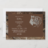 Invitation Rustic Love Horses Nuzzling Wood Mariage (Devant)