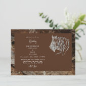 Invitation Rustic Love Horses Nuzzling Wood Mariage (Debout devant)