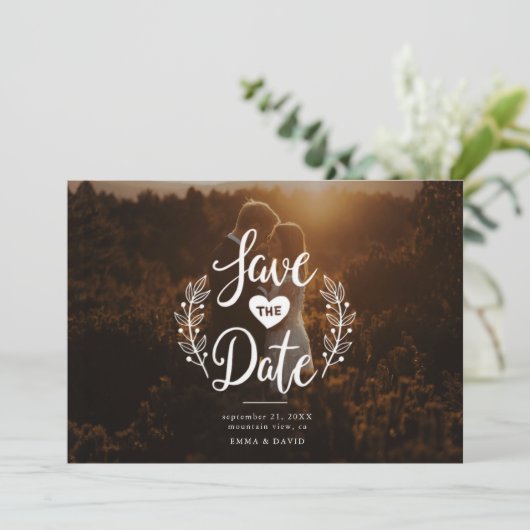 Invitation Rustic Love Save the Date (Debout devant)