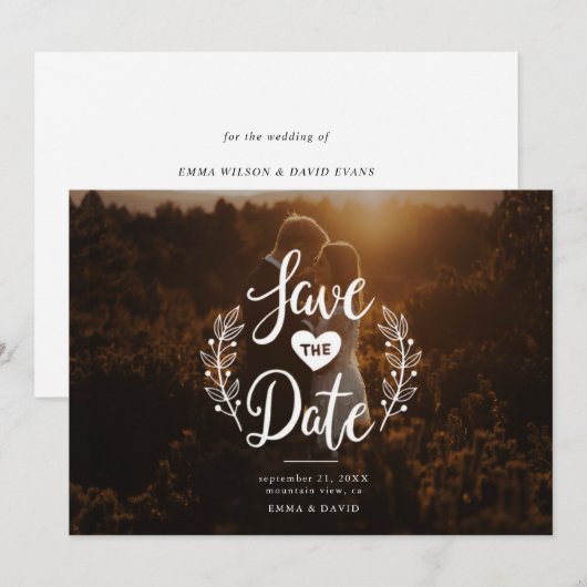 Invitation Rustic Love Save the Date (Devant / Derrière)