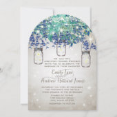 Invitation Rustic Luxe Navy et Turquoise Mason Jar (Devant)