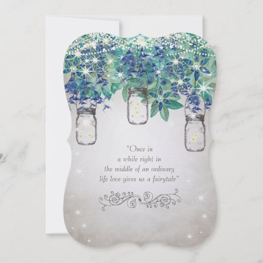 Invitation Rustic Luxe Navy et Turquoise Mason Jar (Dos)