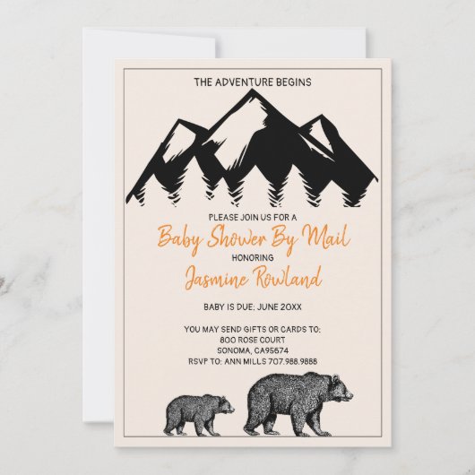 Invitation Rustic Mama et Baby shower bébé ours (Devant)