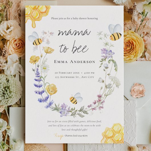 Invitation Rustic Mama sera un Baby shower fleur sauvage