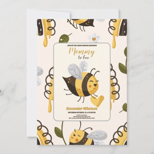 Invitation Rustic Mama to Bee Baby shower (Devant)
