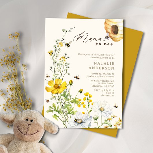 Invitation Rustic Mama to Bee Garden Baby shower Fleur sauvag