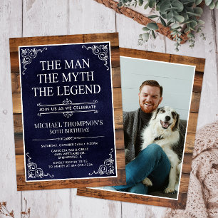 Invitation Rustic Man Myth Legend Photo 50th Birthday