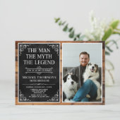 Invitation Rustic Man Myth Légende Black 50th Birthday Photo (Debout devant)
