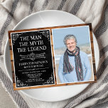 Invitation Rustic Man Myth Légende Black 60th Birthday Photo<br><div class="desc">C'Est L'Homme Le Mythe La LÉGENDE ! Sa vie a été une aventure extraordinaire et il est temps de célébrer son héritage et lui. Cette grange naturelle papier noir texturé avec type blanc et blanc scrolled corner 60ème anniversaire invitation avec l'invité de la photo d'honneur est parfait pour inviter amis...</div>