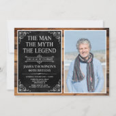 Invitation Rustic Man Myth Légende Black 60th Birthday Photo (Devant)