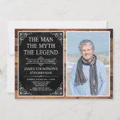 Invitation Rustic Man Myth Légende Black 65th Birthday Photo (Devant)