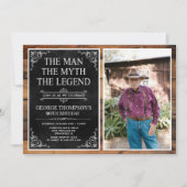 Invitation Rustic Man Myth Légende Black 90th Birthday Photo (Devant)