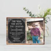 Invitation Rustic Man Myth Légende Black 90th Birthday Photo (Debout devant)