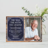 Invitation Rustic Man Myth Légende Bleu 100e anniversaire Pho (Debout devant)