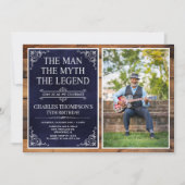 Invitation Rustic Man Myth Légende Bleu 75ème anniversaire Ph (Devant)