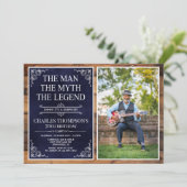 Invitation Rustic Man Myth Légende Surprise 70e anniversaire (Debout devant)