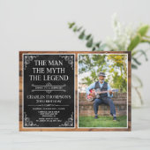 Invitation Rustic Man Myth Légende Surprise 70e anniversaire (Debout devant)