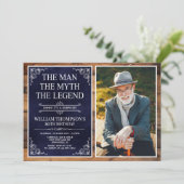 Invitation Rustic Man Myth Légende Surprise 80e anniversaire (Debout devant)