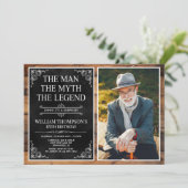 Invitation Rustic Man Myth Légende Surprise 85e anniversaire (Debout devant)