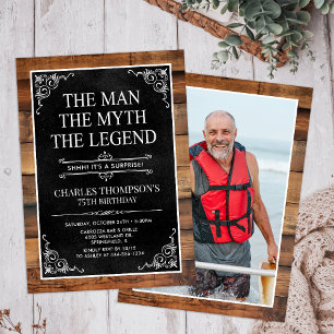 Invitation Rustic Man Myth Légende Surprise Photo 75 Annivers