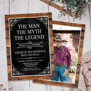 Invitation Rustic Man Myth Légende Surprise Photo 90 Annivers