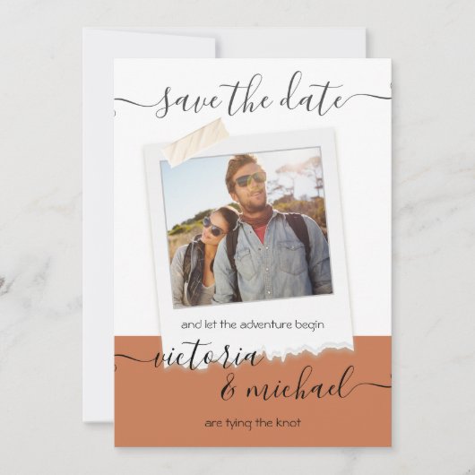 Invitation Rustic Mariage Adventure Photo Enregistrer la date (Devant)