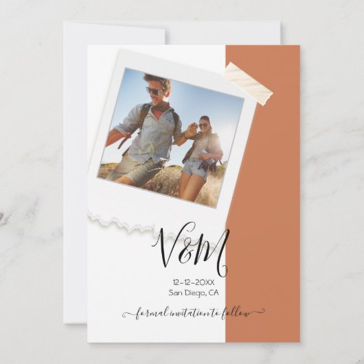 Invitation Rustic Mariage Adventure Photo Enregistrer la date (Dos)