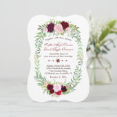 Invitation Rustic Marsala Floral Wreath Burgundy Wedding (Debout devant)