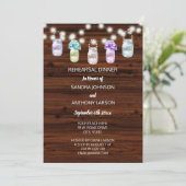 Invitation Rustic Mason Jar Avec Lumières Mariage Repétition (Debout devant)