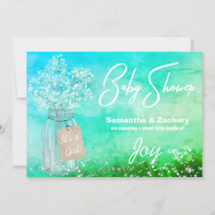 Invitation *~* Rustic Mason Jar Baby Respiration Douche