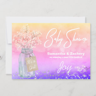 Invitation *~ Rustic Mason Jar Baby shower bébé Respiration