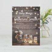 Invitation Rustic Mason Jar Baby shower Wood Grange Arrière - (Debout devant)