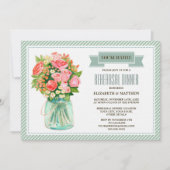 Invitation Rustic Mason Jar Dîner De Répétition Florale  (Devant)