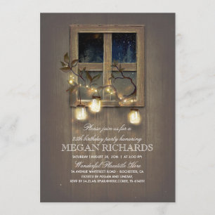 Invitation Rustic Mason Jar éclaire la grange fête d'annivers