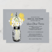 Invitation Rustic Mason Jar et Fleur sauvage Daisies (Devant / Derrière)